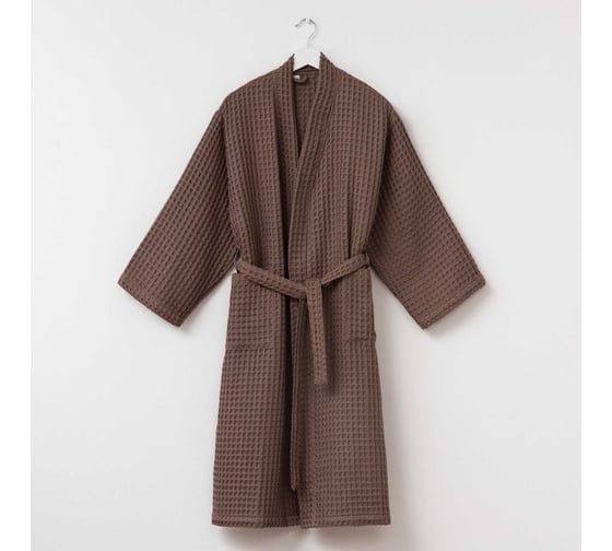 Халат вафельный женский удлиненный Этель "Boho" р. 50-52, мокко, 100% хлопок, 290 г/м2 6243559 1