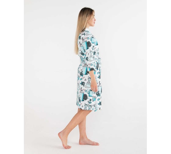 Халат женский Этель "Mint mood" рукав 3/4, р.46-48, вафля 200 г/м2, 100% хлопок 5928233