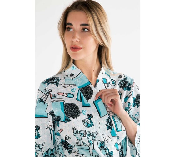 Халат женский Этель "Mint mood" рукав 3/4, р.46-48, вафля 200 г/м2, 100% хлопок 5928233