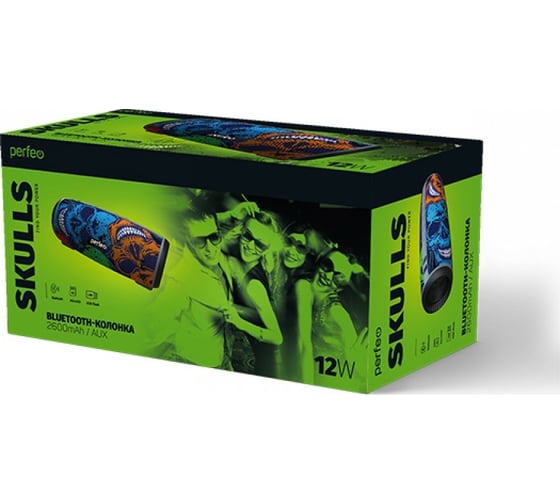 Bluetooth-колонка Perfeo SKULLS FM USB, AUX,12Вт,2600mAh 30014714