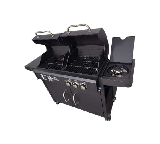 Газовый гриль MaxGrill комбинированный с 2+1 конфорками и угольным мангалом QL-08