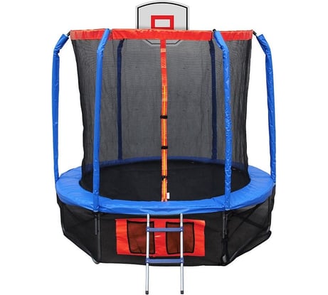 Батут с сеткой Ecos BS-8FT-3 лесенкой и баскетбольным кольцом, 010364