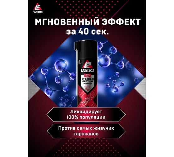 Аэрозоль от резистентных тараканов РАПТОР 39253 Ac0818