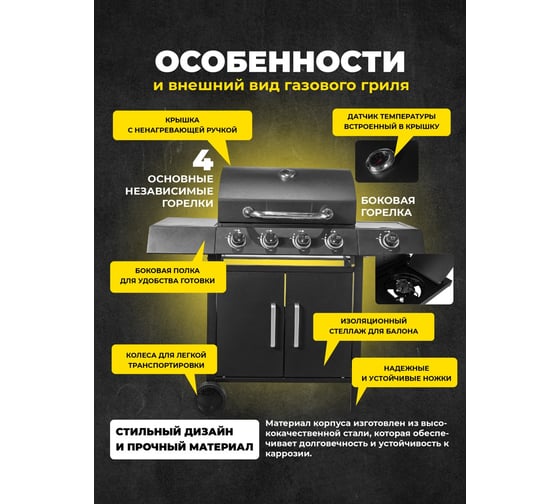 Газовый гриль комбинированный MaxGrill с 4+1 конфорками QL-03