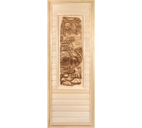 Глухая дверь Банные Штучки с панно Баня, 1.9х0.7 м 31224
