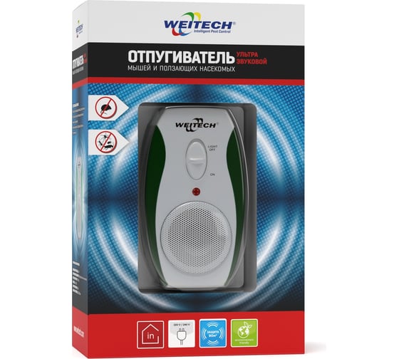 Ультразвуковой отпугиватель мышей, насекомых Weitech с ночником WK0190-RU
