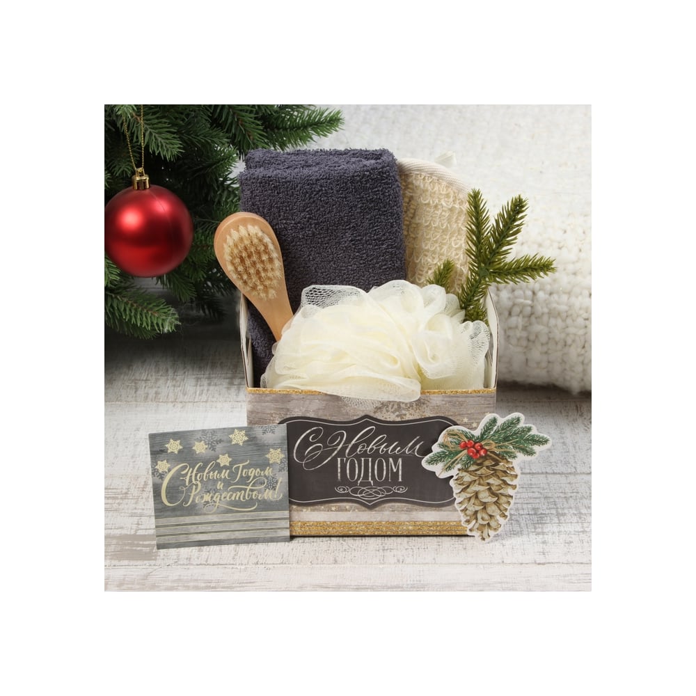 Подарочный набор Этель С Новым годом полотенце 30х60 см и аксессуары (4 ...