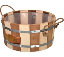 Ушат-шайка Банные Штучки С лёгким паром 10 л, с пластиковой вставкой контраст, липа, 31146