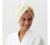 Чалма для сушки волос Этель "Двухцветное" цв.беж/корич, 65*25 см, 100% п/э 6897204