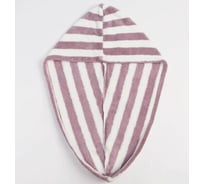 Чалма для сушки волос Этель "Полоски"цв.фиолетовый, 65х25 см, 100% п/э 6897201