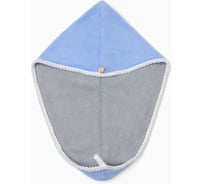 Чалма для сушки волос Этель , цв. голубой/серый, 25х60 см, 100% п/э 10515788