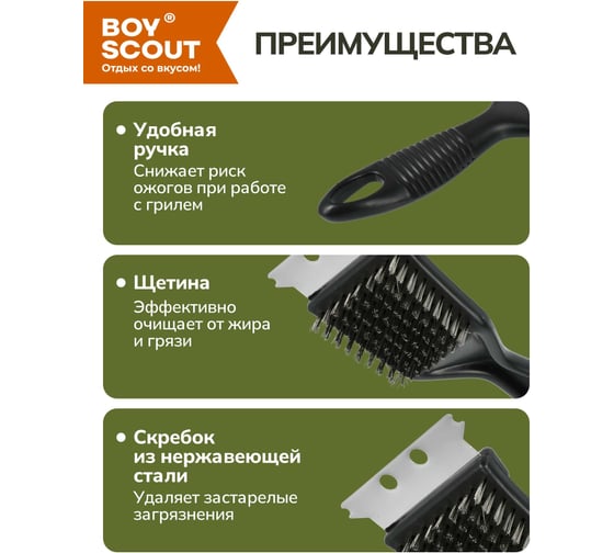 Щетка-скребок для чистки гриля BOYSCOUT 20 см, 61517