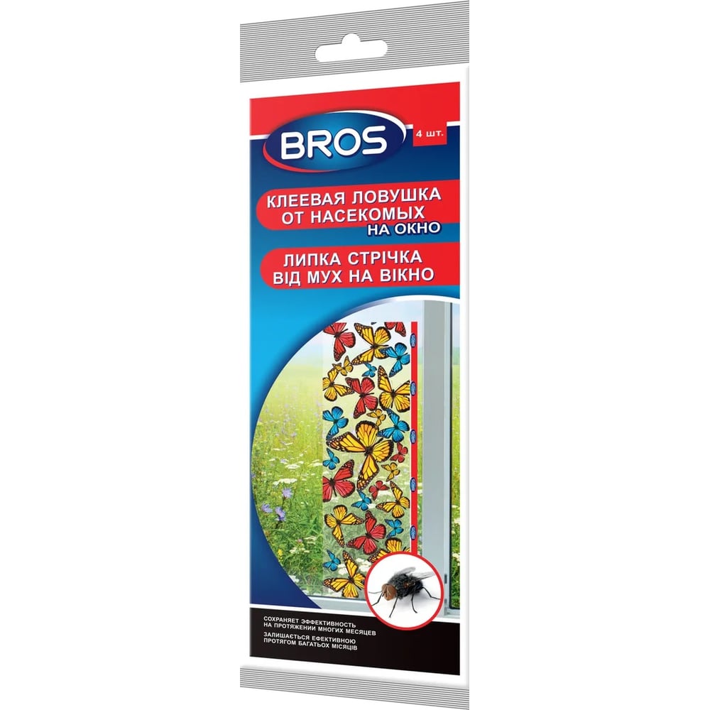 Декоративная липкая полоска от мух и фруктовых мошек BROS на окна ...