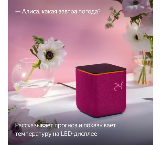 Умная колонка ЯНДЕКС Yandex Станция Миди голос.п.:Алиса, малиновый 24W, 1.0 BT/Wi-Fi, 10 м (YNDX-00054PNK) 2005082