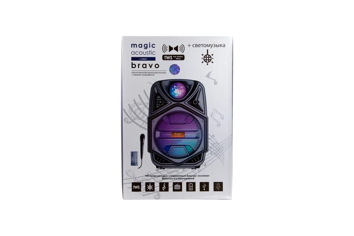 Колонка с Bluetooth Belsis Magic Acoustic Bravo, черный, TF, USB, FM, MIC  BK1002