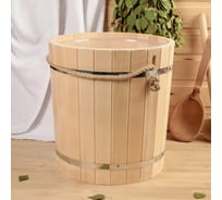 Ведро из липы Добропаровъ 18л, пластиковая вставка, ручка-веревка, 2541899