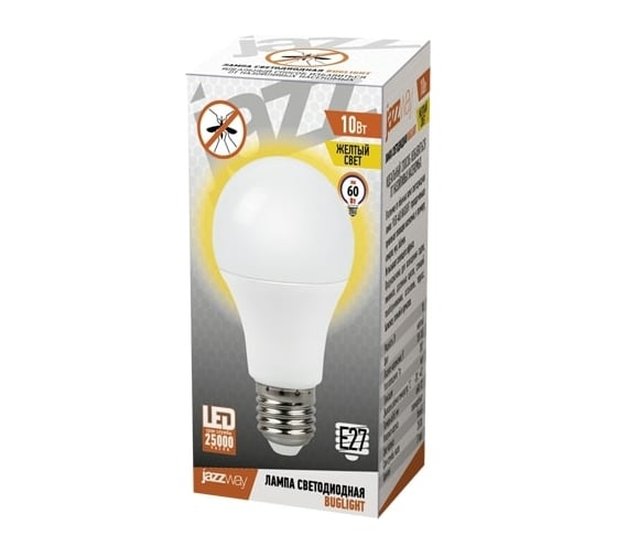 Светодиодная лампа Jazzway специального назначения PLED-A60 BUGLIGHT 10Вт грушевидная Yellow от насекомых E27 5008960