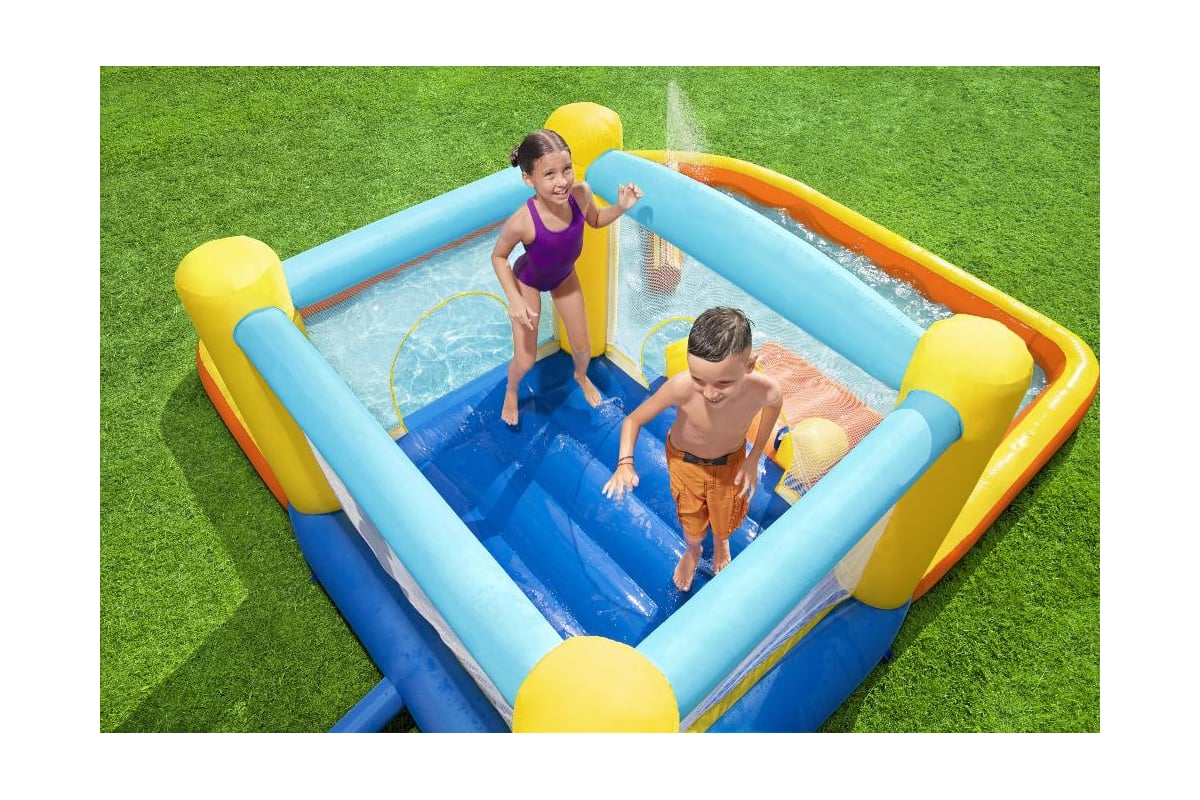 Водный игровой-центр BestWay Beach Bounceс 365x340x152см разбрызгиватель,  горка, 1128л, 53381 BW - выгодная цена, отзывы, характеристики, фото -  купить в Москве и РФ