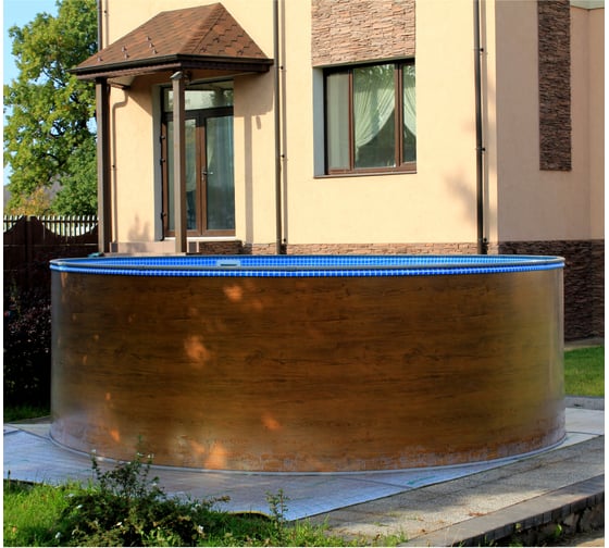 Круглый бассейн ООО ПКФ "ВОДНЫЙ МИР" 305x125 см, светлое дерево, чаша мрамор 0.4 мм ТМ236_4