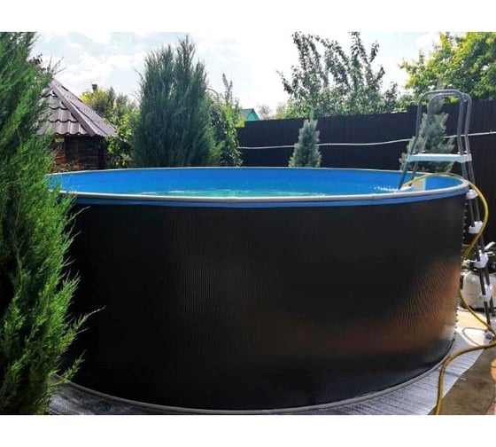 Круглый бассейн ООО ПКФ "ВОДНЫЙ МИР" 305x125 см, темный шоколад, чаша голубая 0.4 мм ТМ236_5