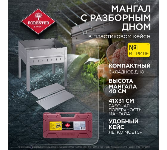 Разборный мангал FORESTER MOBILE, со складным дном, в пластиковом кейсе BC-782MC