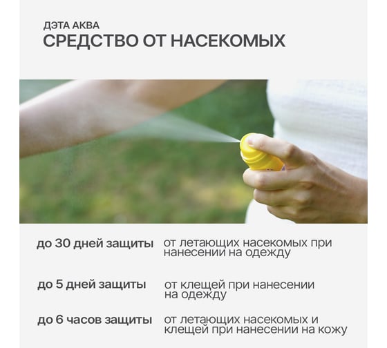 Аэрозоль от мошек, клещей и комаров ДЭТА АКВА AQUA 100 мл 4602666705709