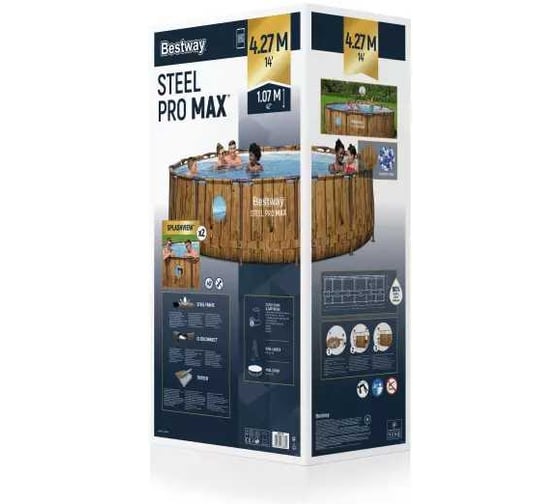 Каркасный бассейн BestWay Splashview Pool 427x107см, фильтр-насос, лестница, тент 561JM BW