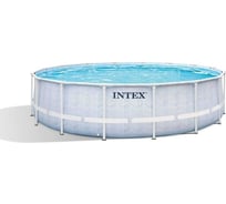 Каркасный бассейн INTEX Chevron Prism Frame 488x122см, 19156л, фил.-нас. 5678л\ч, лестница, тент, подст. 26746