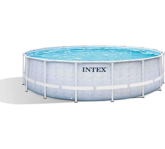 Каркасный бассейн INTEX Chevron Prism Frame 488x122см, 19156л, фил.-нас. 5678л\ч, лестница, тент, подст. 26746