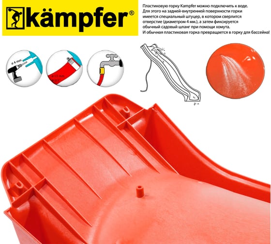 Пластиковая горка Kampfer, высота 1.5 м, длина 3 м 00128/1