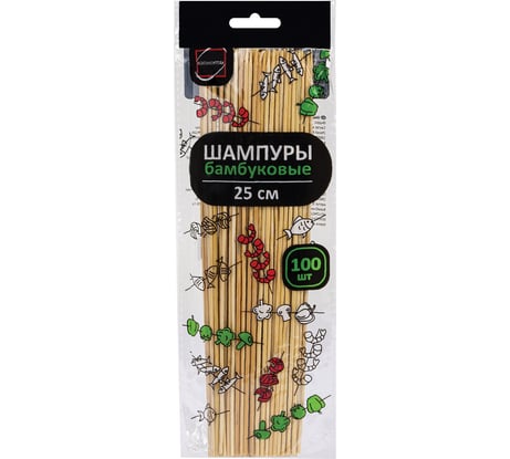 Бамбуковые шпажки-шампуры для шашлыка ОФИСМАГ 25 см, 100 штук, КП 107949 700661