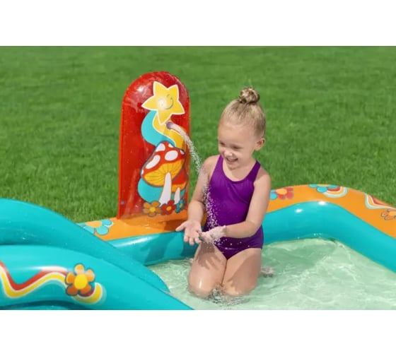 Игровой центр BestWay 193x152x74см Retro Groove Play Center сгоркой, мячами и игрушками, от 2 лет 53164 BW
