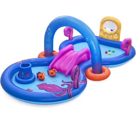 Игровой центр BestWay 330x188x117см Sea Odyssey с горкой, мячами и игрушками, от 2 лет 53167 BW