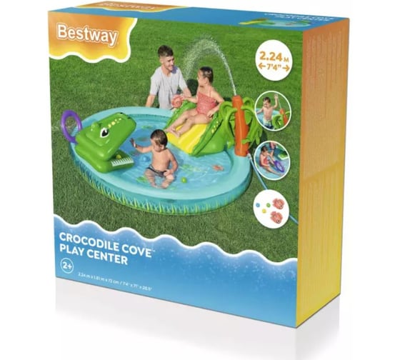 Игровой центр BestWay 224x181x72см Crocodile Cove с горкой, мячами и игрушками, от 2 лет 53166 BW