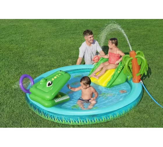 Игровой центр BestWay 224x181x72см Crocodile Cove с горкой, мячами и игрушками, от 2 лет 53166 BW