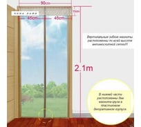 Штора-сетка от мух на дверь Domina на частичном магните 90х210 см 43804