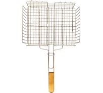 Решетка-гриль ООО Агростройлидер большая, из пищевой нержавеющей стали, 420x380x60 мм, пруток 3 мм, на ручке – 5 мм, САД-25.03