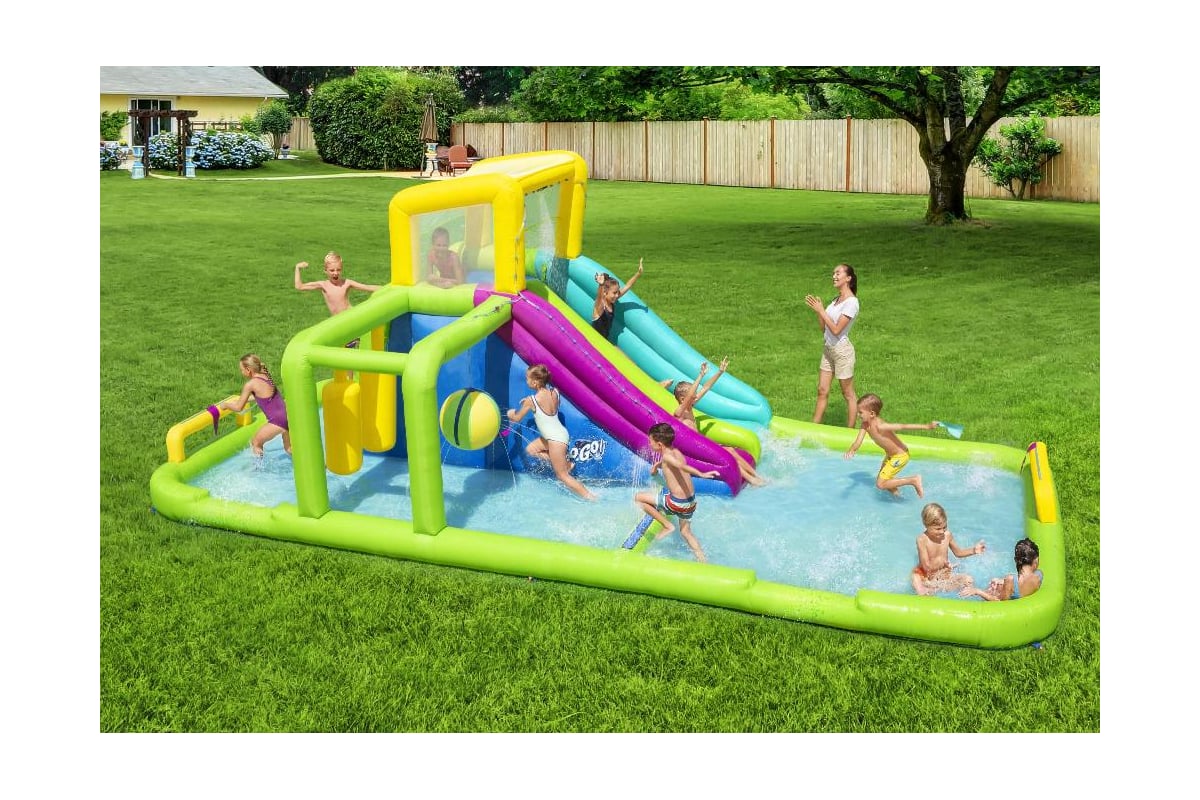 Водный игровой-центр Bestway Splash Course 710х310х265см с  разбрызгивателем, 2-ой горкой, до 544кг, от 5 лет 53387 BW