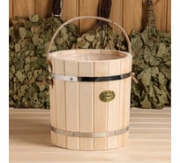Ведро из липы Добропаровъ 9л, пластиковая вставка, ручка-веревка 2541897