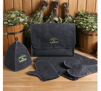 Банный набор Добропаровъ Директор бани портфель, 5 предметов, серый 4676198