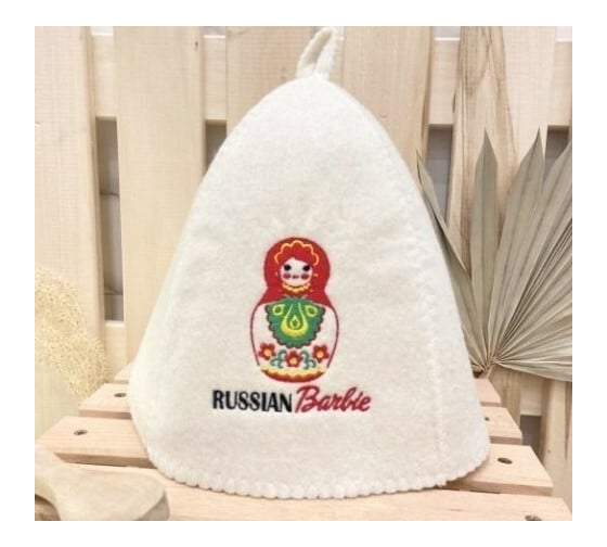 Банная шапка Банные Секреты Классическая, с вышивкой Russian Barbie 3368 1