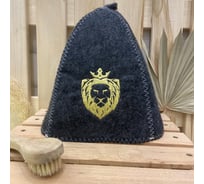 Банная шапка Банные Секреты Классическая, с вышивкой Лев, серая 3053