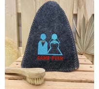 Банная шапка Банные Секреты Классическая, с вышивкой Game over, серая 3611
