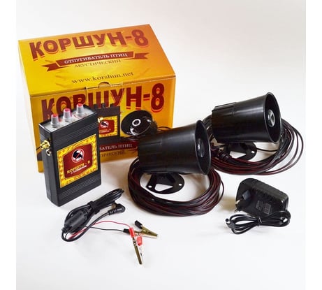 Биоакустический отпугиватель птиц Коршун Korshun-8 от мелких и врановых птиц с 2 динамиками 13