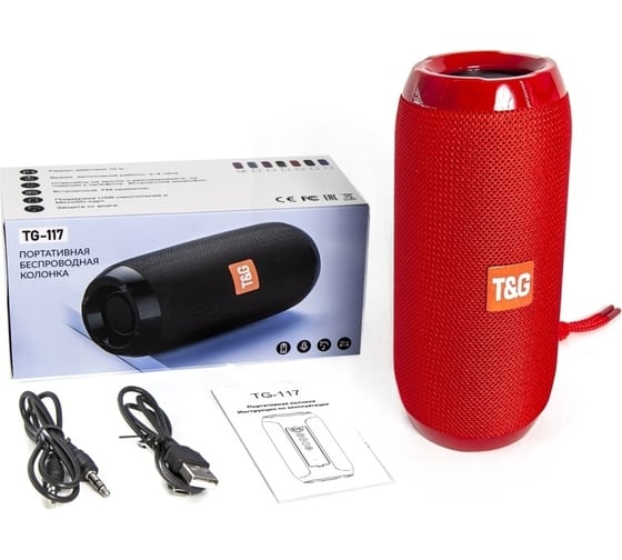 Портативная колонка T&G TG117 10Вт, цвет красный TG117RD 1