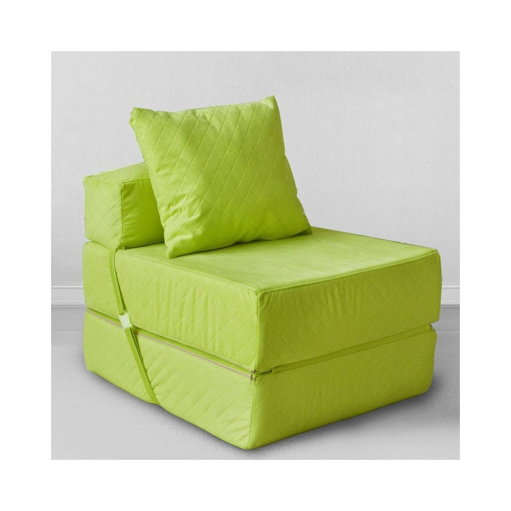 Кресло-кровать Mypuff мебельная ткань салатовый подушка 50x60 в ...