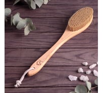 Банная щетка Доляна на длинной ручке, натуральная щетина, 385х70 мм 4706735