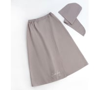 Набор для бани Доляна Spa day женский, парео 80х150±4 см, чалма, 100% хлопок, вафельное полотно, серый, 160 гр/м2 54720