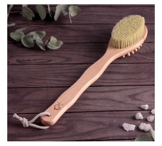 Банная щетка Доляна с массажером на ручке, тампико, 415х70 мм 4706732 1