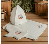 Банный набор Добропаровъ Жизнь удалась, 3 предмета, белый, в плёнке 4676212